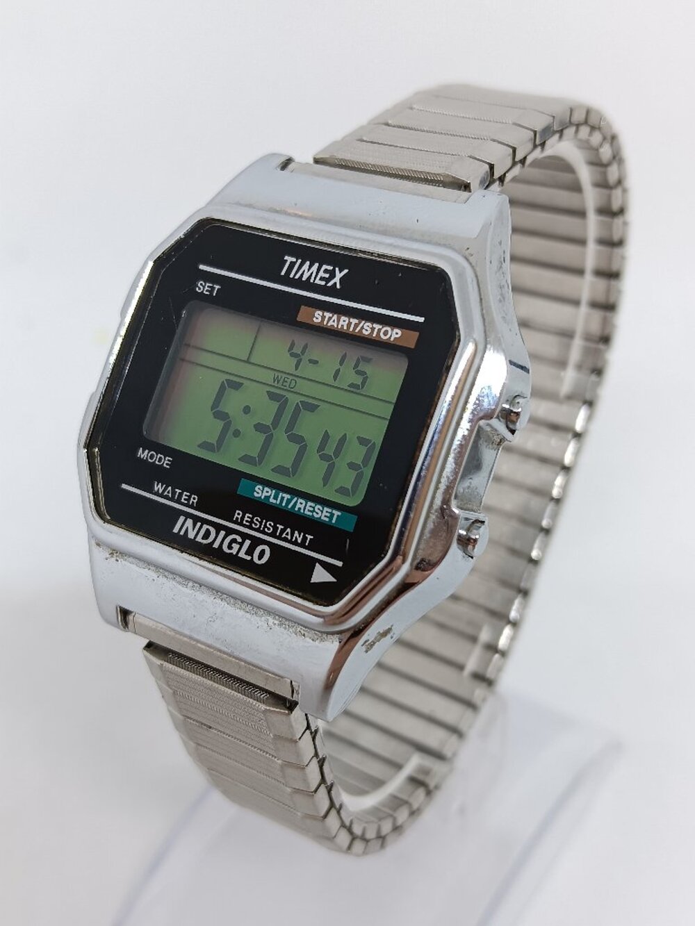 Timex 555R4 Men's 36mm x 39mm Silver Tone Digital Watch